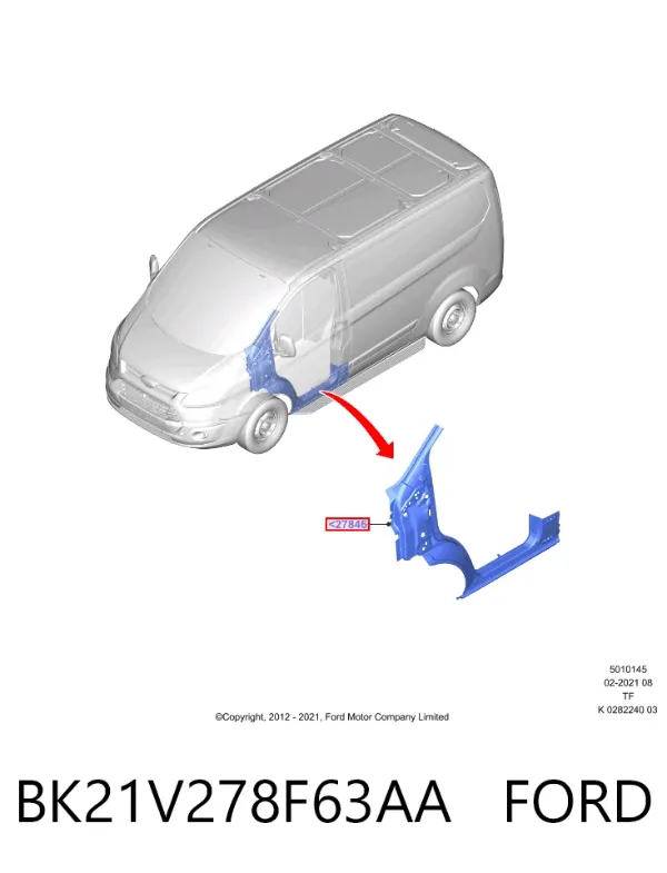 Стойка кузова передняя левая BK21V278F63AA Ford