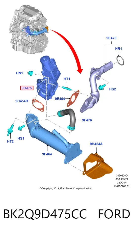 Клапан ЕГР BK2Q9D475CC Ford