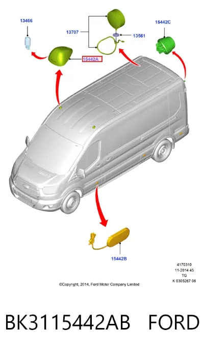 Габарит крыши (TRUCK) FORD BK3115442AB
