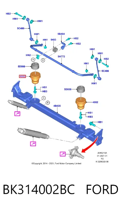 Отбойник заднего моста FORD BK314002BC
