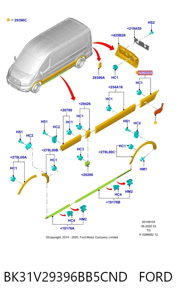 Молдинг крыла заднего правого BK31V29396BB5CND Ford