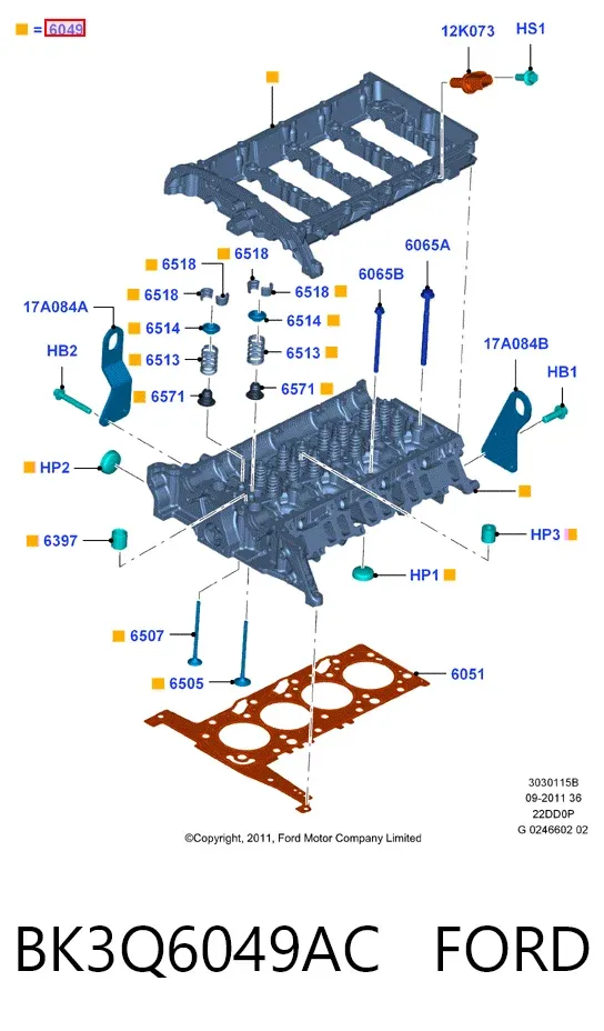 ГБЦ BK3Q6049AC Ford