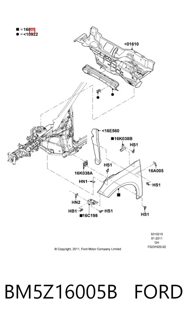 Крыло переднее правое BM5Z16005B Ford