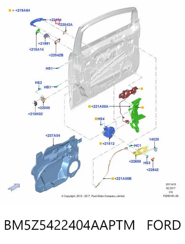 Ручка двери передней наружная BM5Z5422404AAPTM Ford