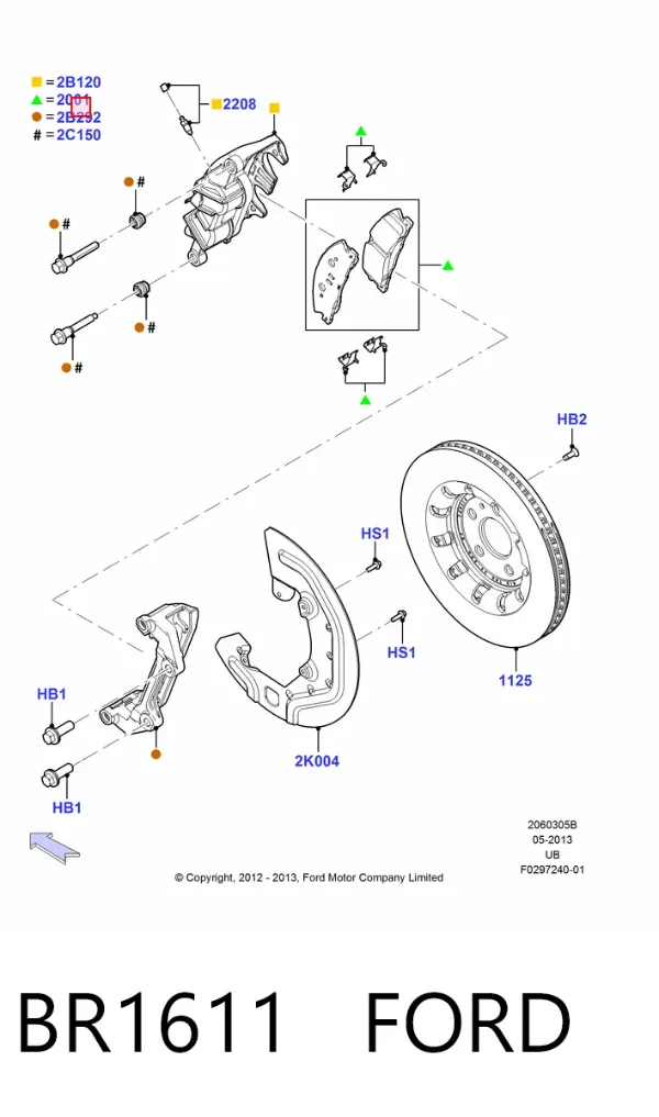 Передние тормозные колодки BR1611 Ford