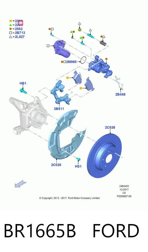 Задние тормозные колодки BR1665B Ford