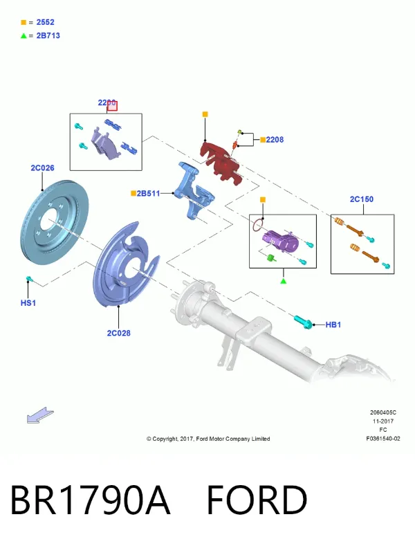 Задние тормозные колодки BR1790A Ford