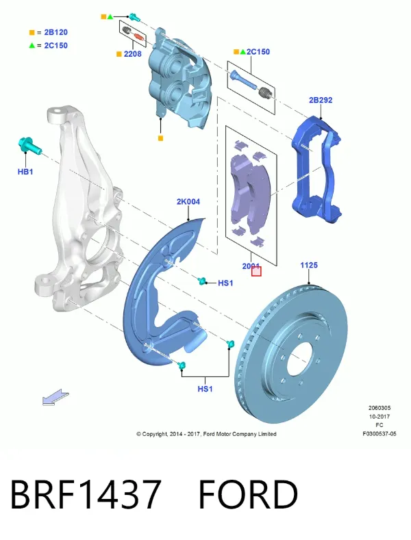 Передние тормозные колодки BRF1437 Ford