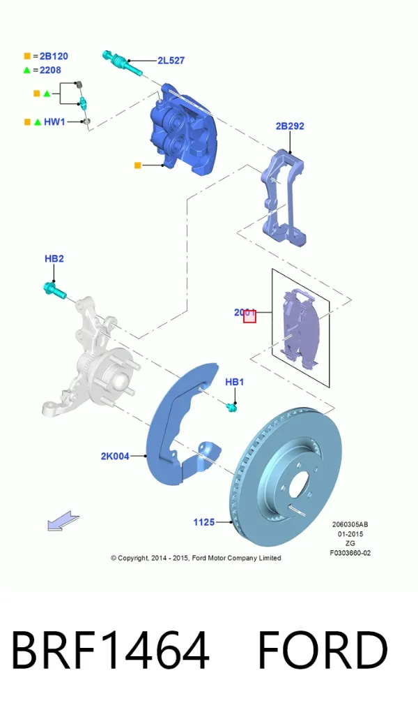 Передние тормозные колодки BRF1464 Ford