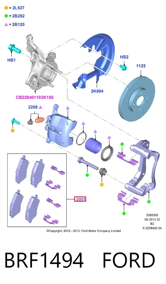 Передние тормозные колодки BRF1494 Ford