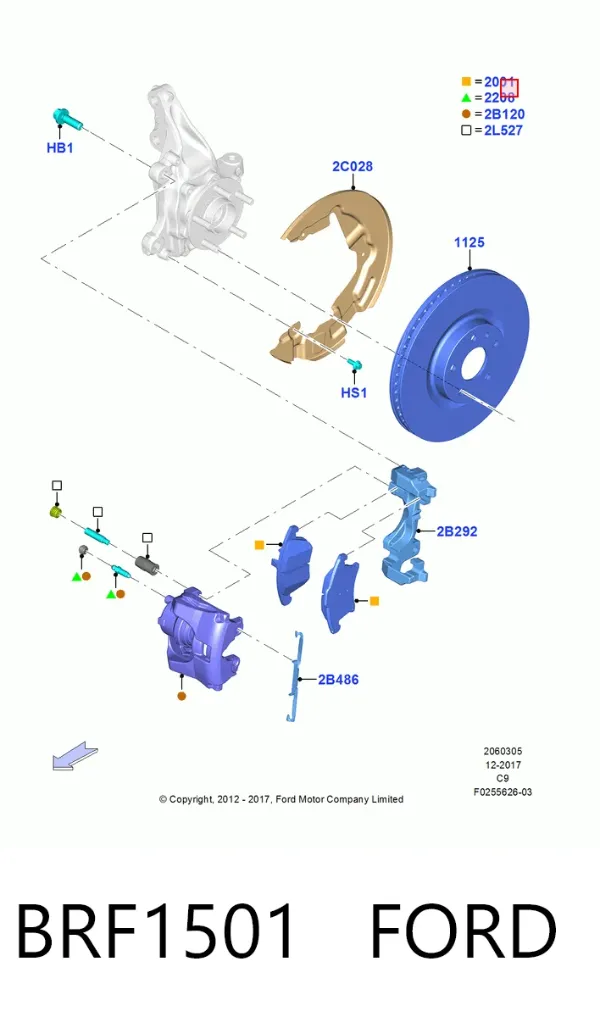 Передние тормозные колодки BRF1501 Ford