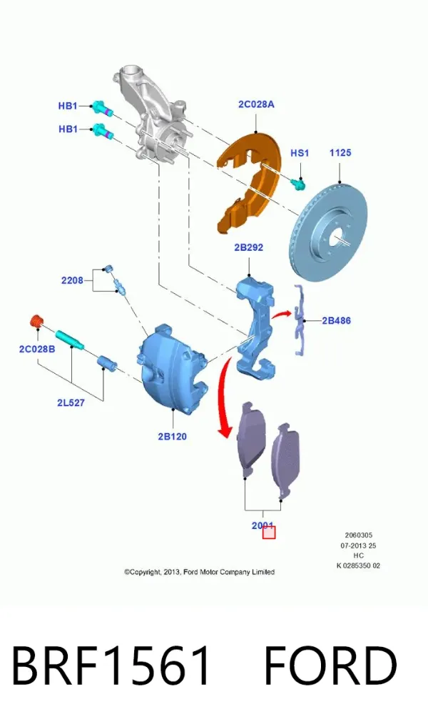 Передние тормозные колодки BRF1561 Ford