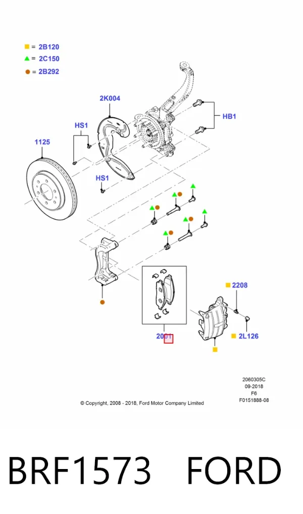 Передние тормозные колодки BRF1573 Ford