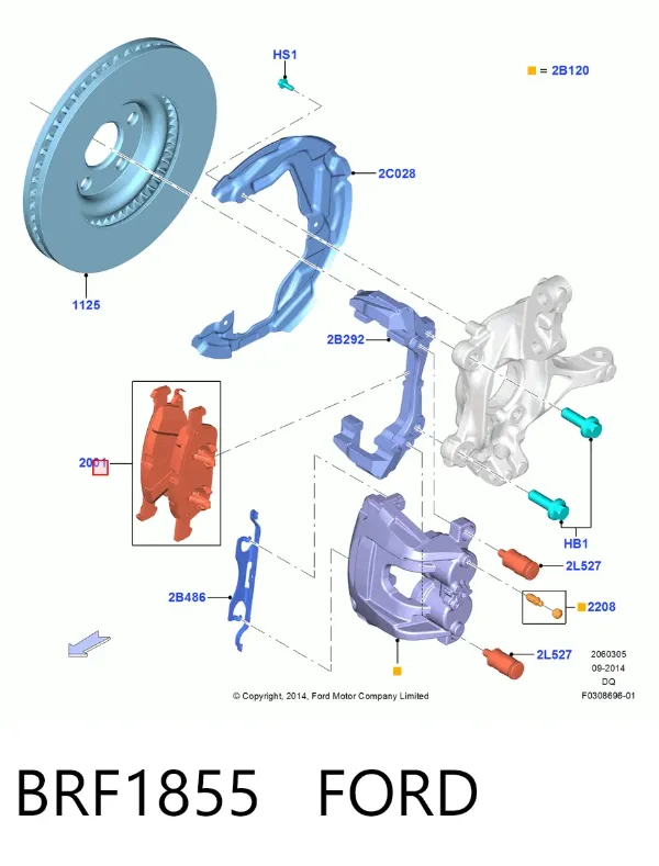 Передние тормозные колодки BRF1855 Ford