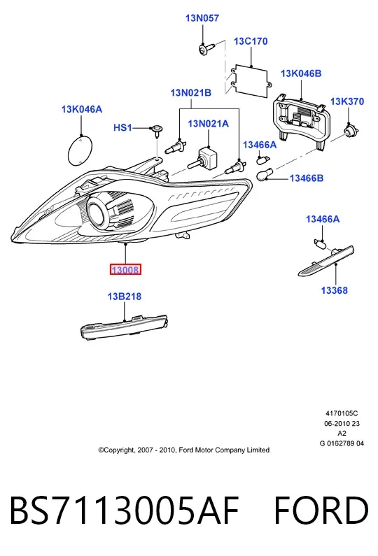 Правая фара BS7113005AF Ford