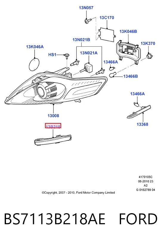 Фара дневного света правая BS7113B218AE Ford