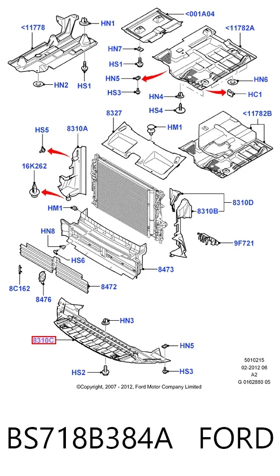 Защита бампера переднего BS718B384A Ford