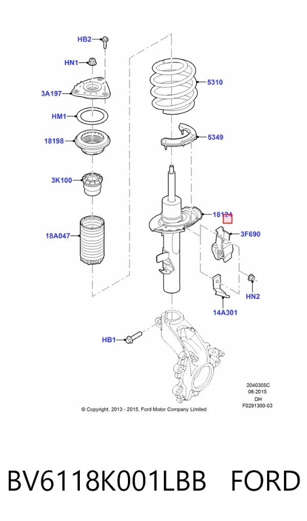Амортизатор передний левый BV6118K001LBB Ford