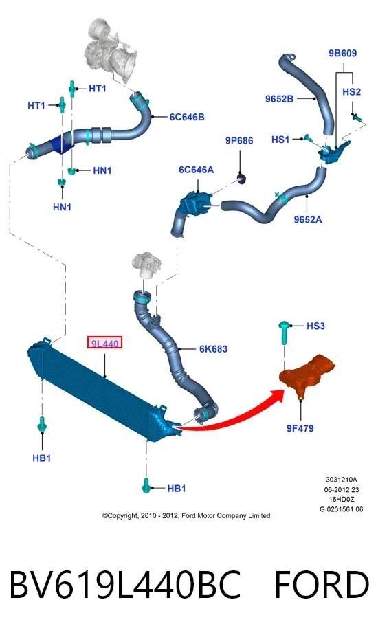 Интеркулер BV619L440BC Ford