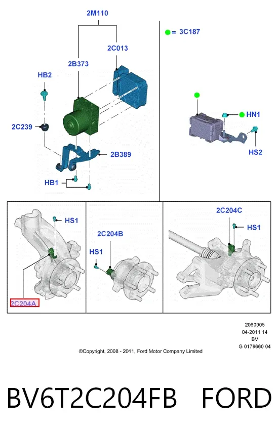 Датчик АБС передний BV6T2C204FB Ford