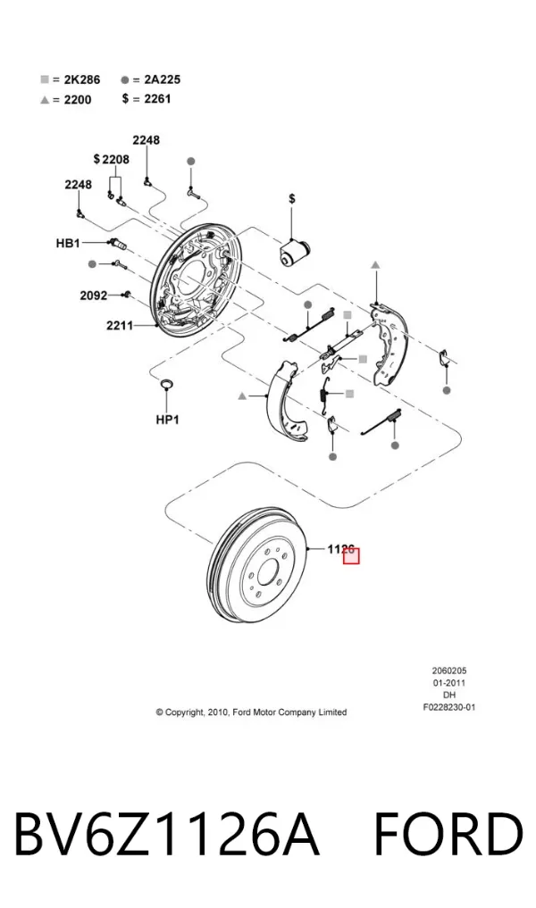 Тормозной барабан BV6Z1126A Ford