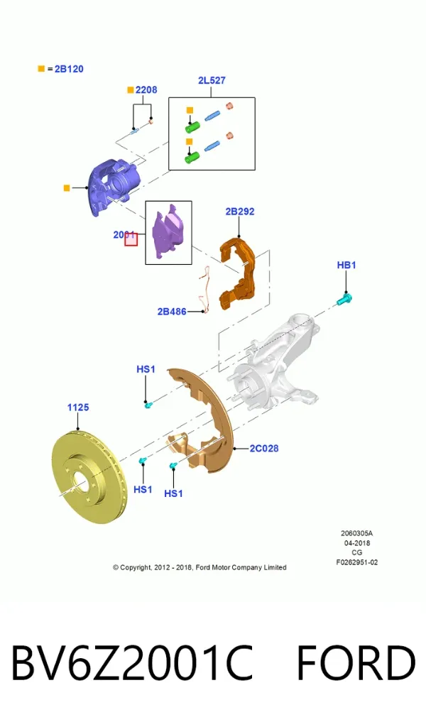 Передние тормозные колодки BV6Z2001C Ford