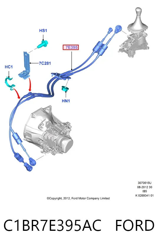Трос переключения передач C1BR7E395AC Ford