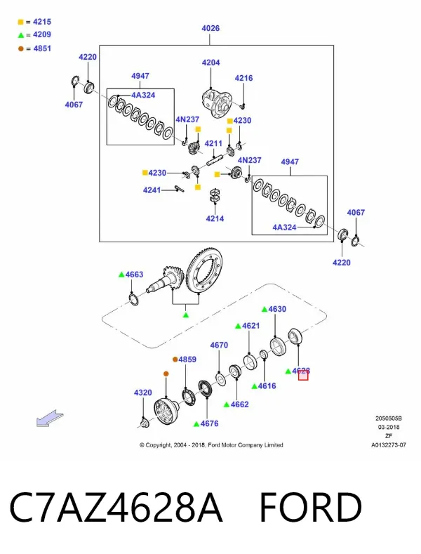 Подшипник хвостовика заднего моста внутренний C7AZ4628A Ford