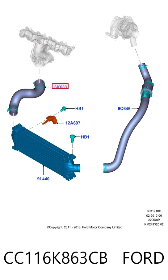 Патрубок интеркулера CC116K863CB Ford