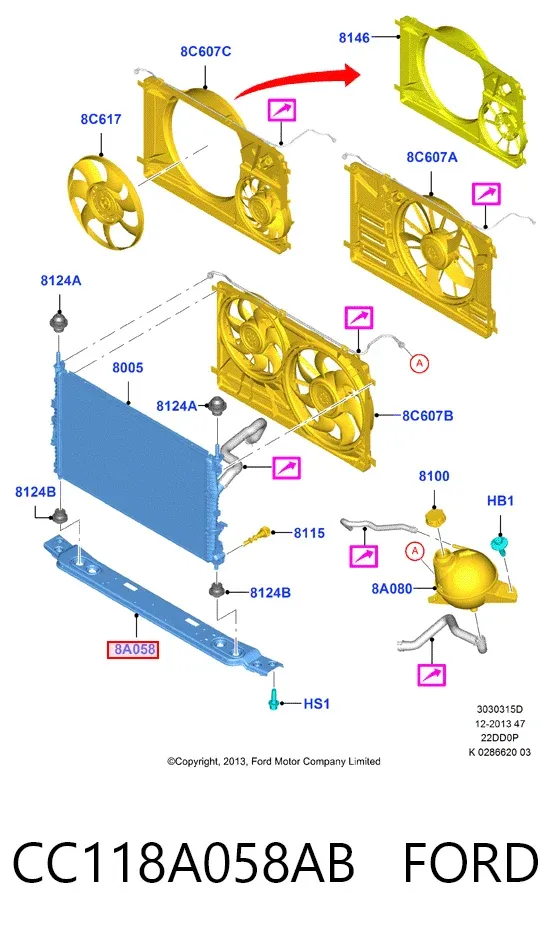 Балка радиатора нижняя CC118A058AB Ford