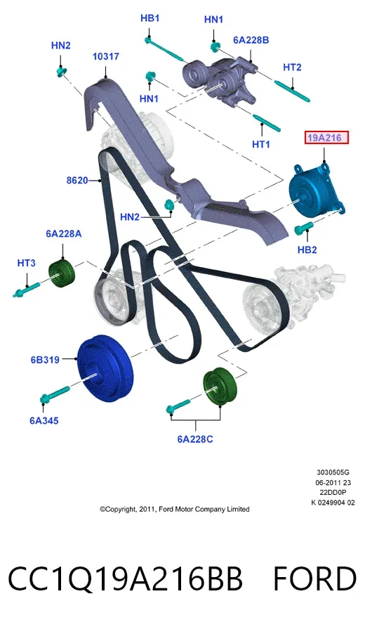Паразитный ролик CC1Q19A216BB Ford
