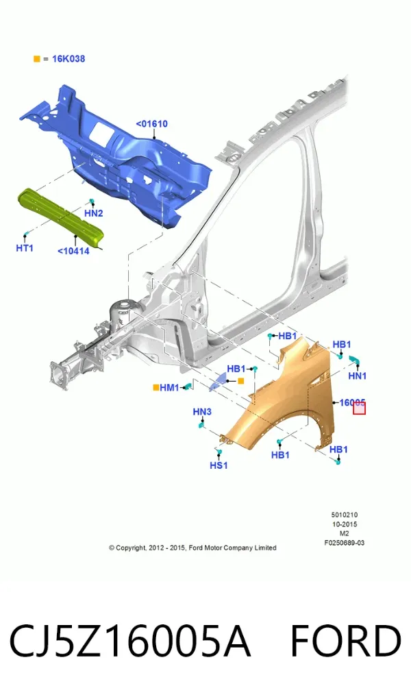 Крыло переднее правое CJ5Z16005A Ford