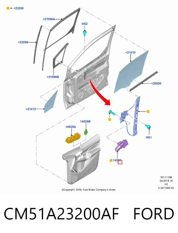 Мотор стеклоподъемника двери передней левой CM51A23200AF Ford