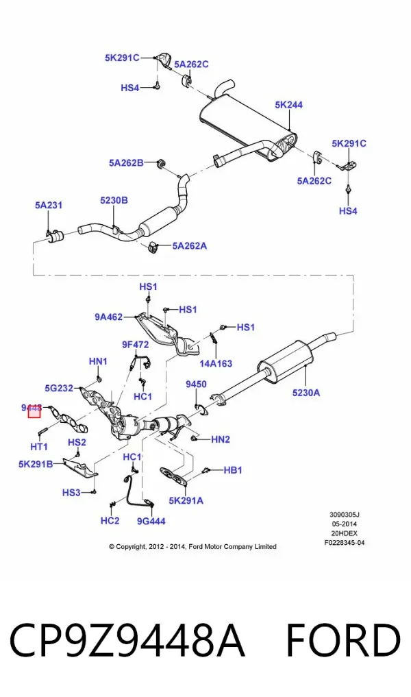 Прокладка впускного коллектора CP9Z9448A Ford