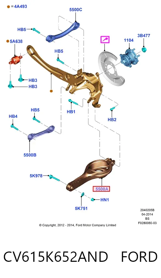 Нижний рычаг задней подвески CV615K652AND Ford