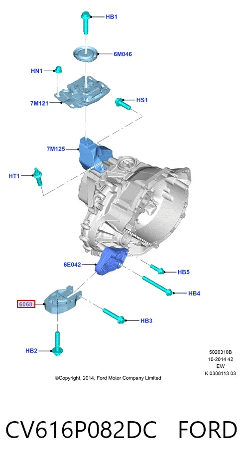 Задняя опора двигателя CV616P082DC Ford