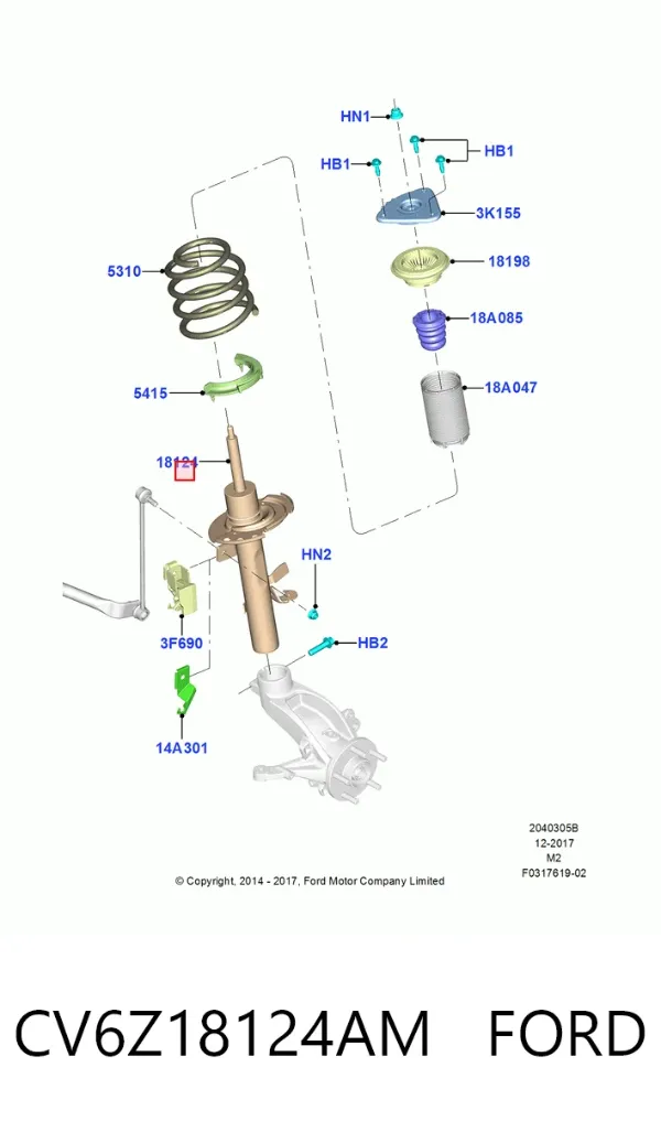 Амортизатор передний левый CV6Z18124AM Ford