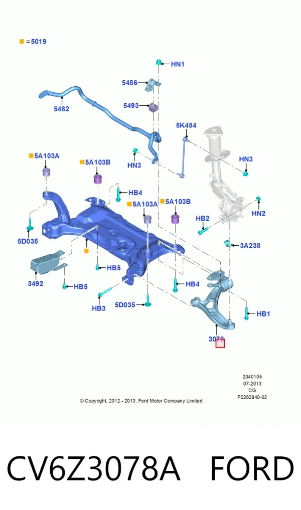 Нижний рычаг CV6Z3078A Ford