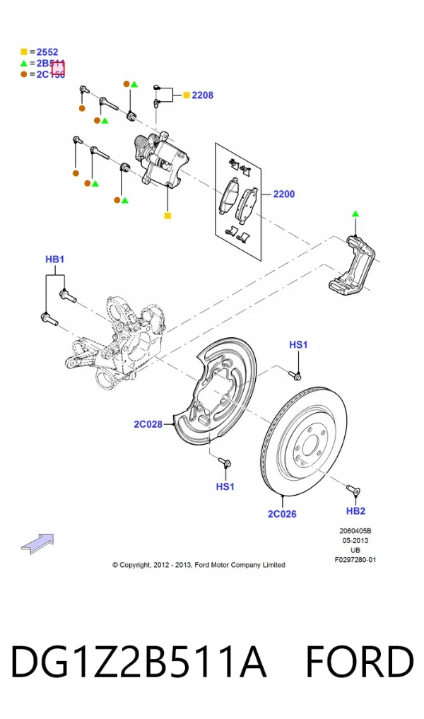 Скоба заднего суппорта DG1Z2B511A Ford