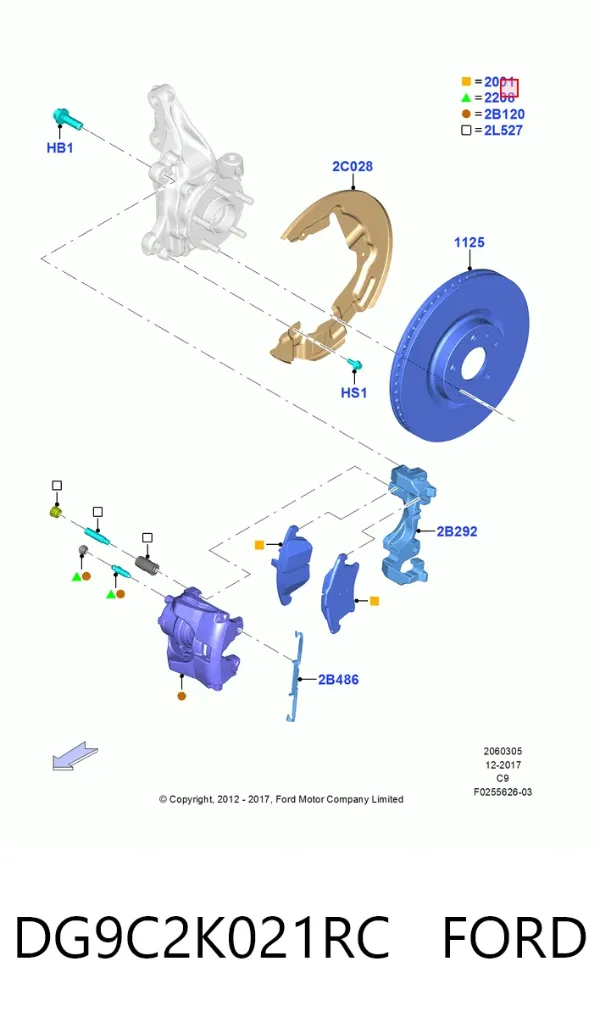Передние тормозные колодки DG9C2K021RC Ford