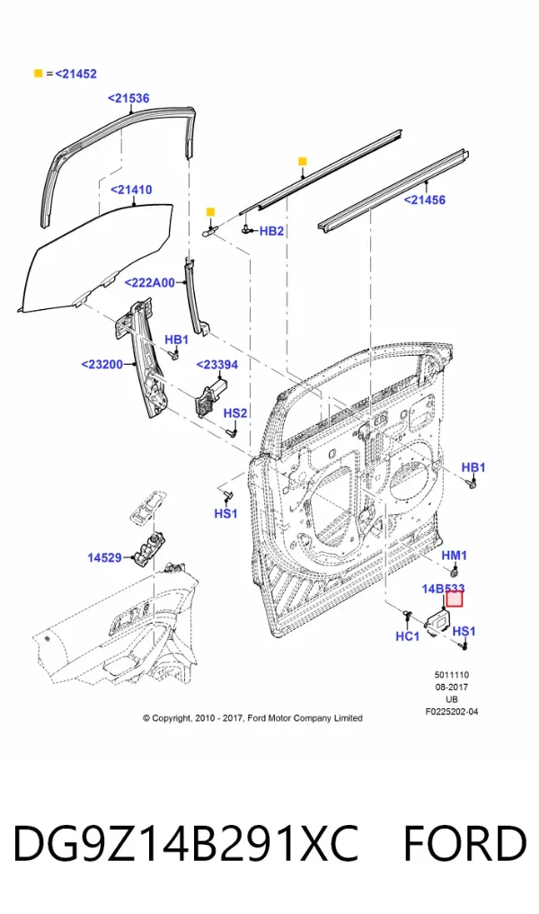 Блок комфорта передней двери DG9Z14B291XC Ford