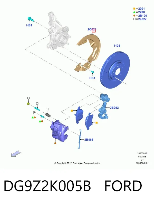 Защита тормозного диска переднего левого DG9Z2K005B Ford
