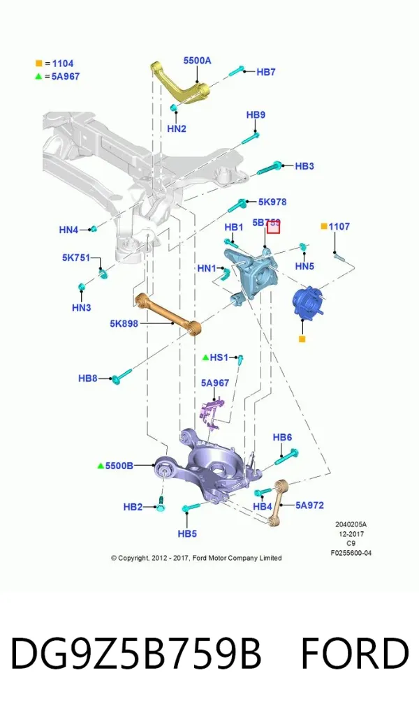 Цапфа задняя левая DG9Z5B759B Ford