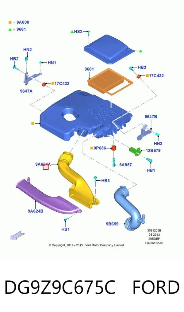 Впускной патрубок воздушного фильтра DG9Z9C675C Ford
