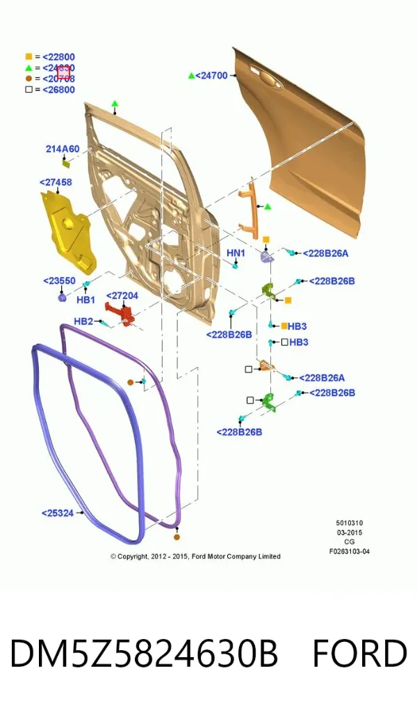 Дверь задняя правая DM5Z5824630B Ford