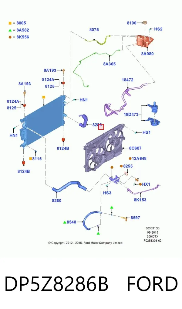 Нижний шлаг радиатора охлаждения DP5Z8286B Ford