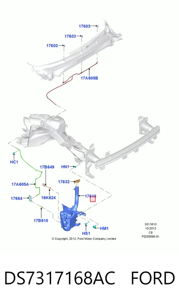 Бачок омывателя DS7317168AC Ford