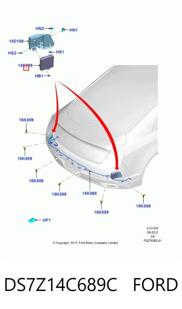 Датчик сигнализации парковки (парктроник) задний боковой DS7Z14C689C Ford
