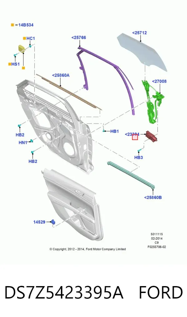 Мотор стеклоподъемника двери задней левой DS7Z5423395A Ford