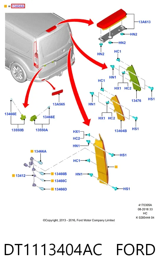 Задний фонарь DT1113404AC Ford
